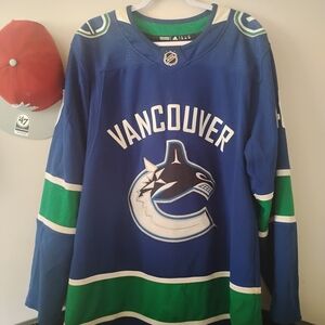 Adidas Blue and Green Vancouver Hockey Jersey